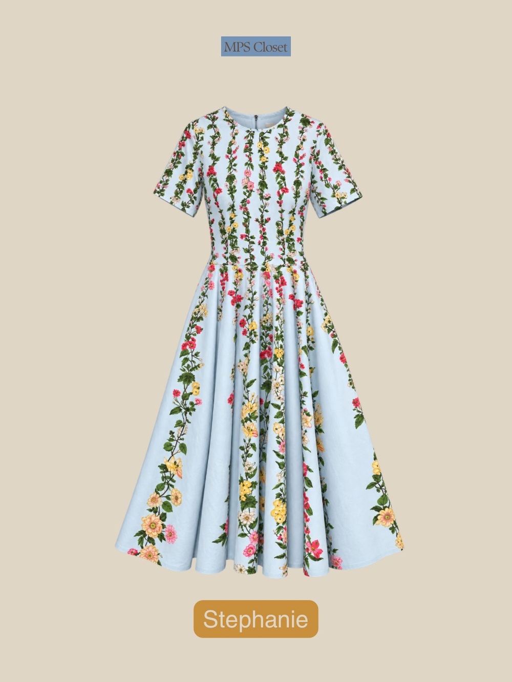 J McLaughlin Grace Dress in Floral Medley - Midi Dress Light Blue NEW WITH TAGS